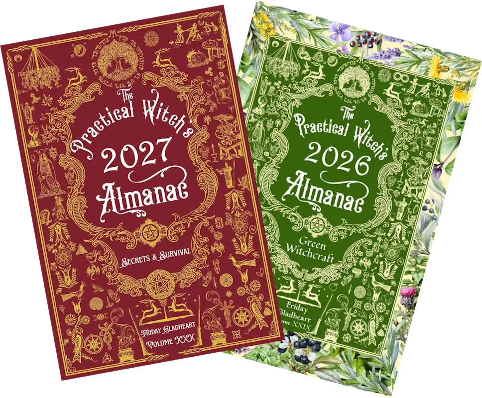 The 2026 and 2027 editions of The Practical Witch's Almanac by Friday Gladheart bundled to save money